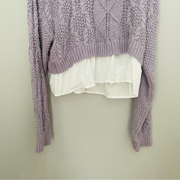 ANTHROPOLOGIE NWT Maeve Layered Peplum Turtleneck Light Purple & White - Picture 11 of 16